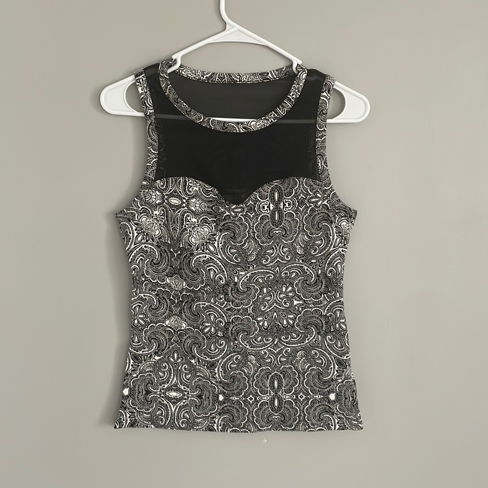 Express size small black and white tank top
